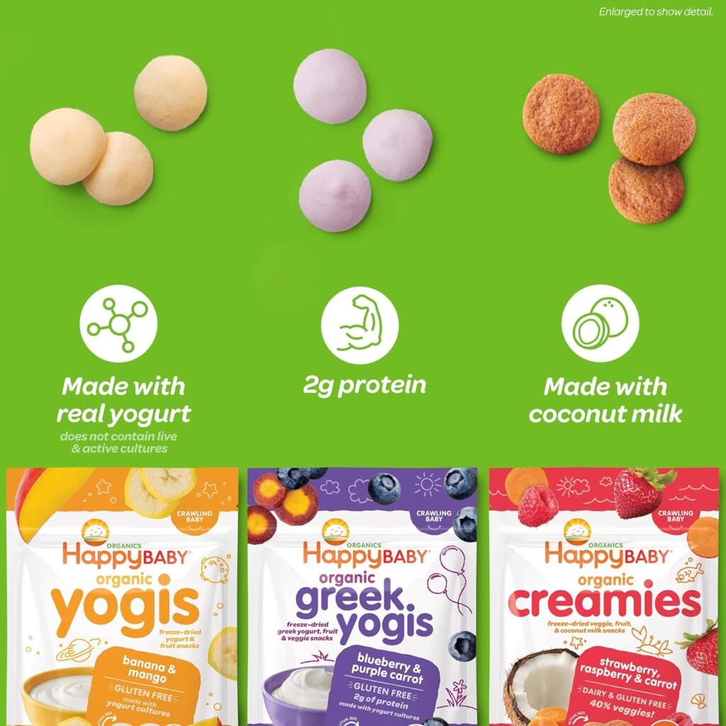Lineup of different Organic Yogis snack flavors in packaging
